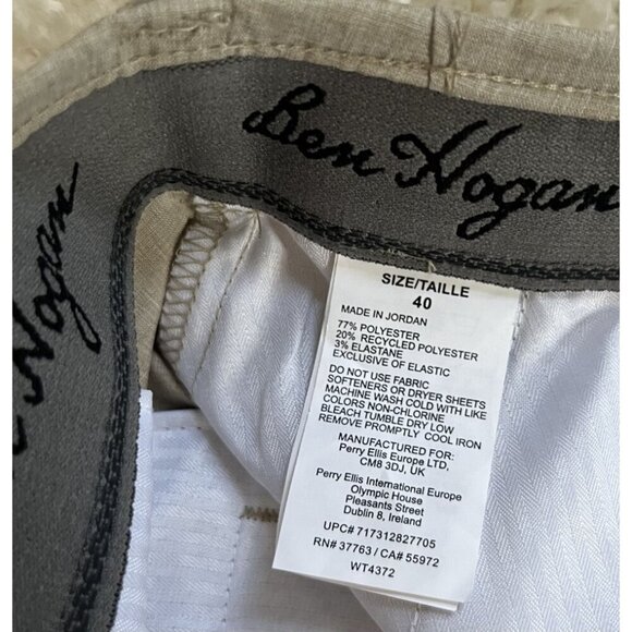 Ben Hogan 40 Lightweight Khaki Performance Golf Shorts With 10" Inseam - Picture 3 of 4